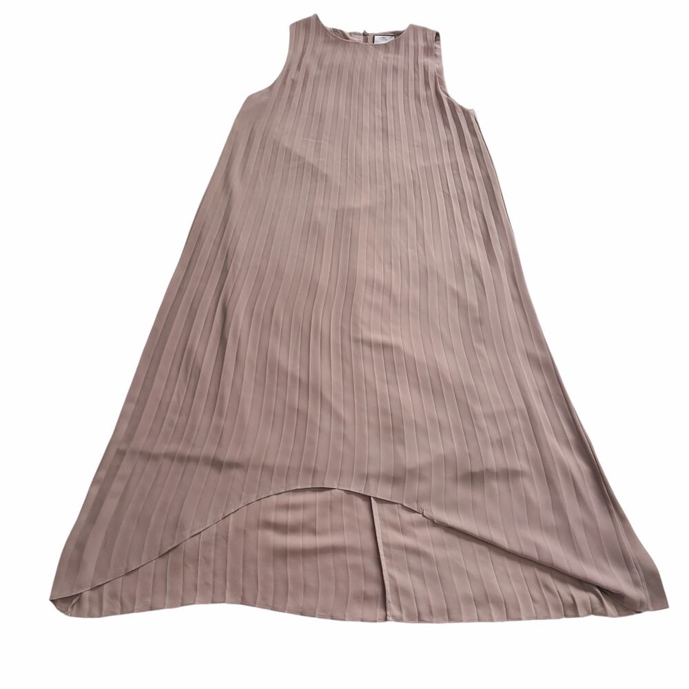 ELLIE MAKIR MIDI PLEATED DRESS MODEST HIGH-LOW HEM WOMEN SIZE LARGE - Picture 7 of 15